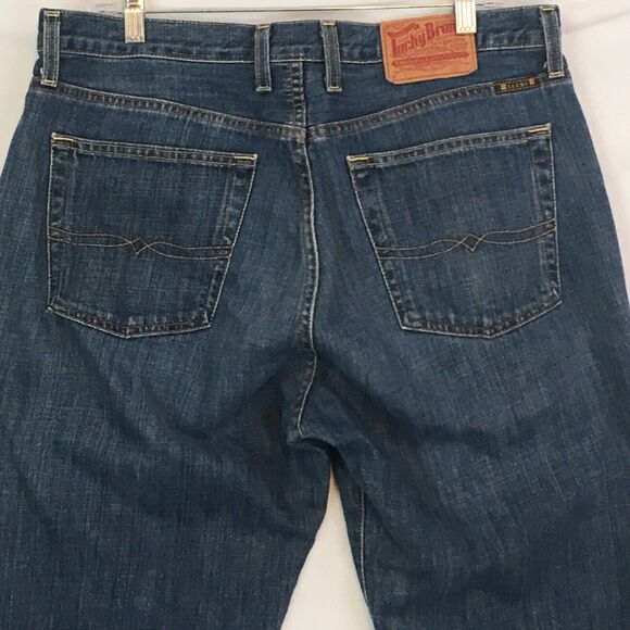 Lucky Brand Mens Blue Denim Relaxed Straight Leg Jeans, 2012 34 Short - Picture 6 of 11